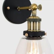 Picture of Steampunk Style Sconce: Metal LED Wall Light with Antique Brass Finish and Glass Shade