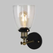 Picture of Steampunk Style Sconce: Metal LED Wall Light with Antique Brass Finish and Glass Shade