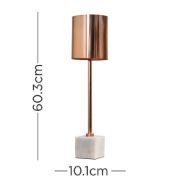 Picture of Copper Light Shade Large Table Lamp with Solid White Marble Base and LED Bulb