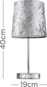 Picture of Table Lamp Modern Chrome Stem Standard Light Velvet Shade Lampshade LED Bulb