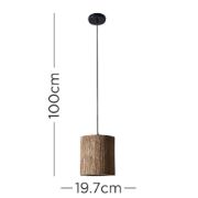 Picture of Rustic Wood Cylinder Ceiling Light Fixture Natural Living Room Lighting with LED Bulb