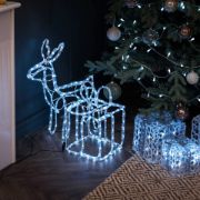 Picture of Festive LED Reindeer & Christmas Present Lights: Cool White, Indoor/Outdoor Garden Decor