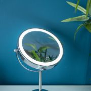 Picture of LED Rechargeable 8" Table Mirror 5x Magnifying Dimmable Light Make Up Vanity