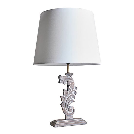 Picture of White Floral Base Distressed Table Lamp Living Room or Bedside Light with LED Bulb