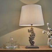 Picture of White Floral Base Distressed Table Lamp Living Room or Bedside Light with LED Bulb