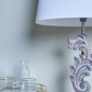 Picture of White Floral Base Distressed Table Lamp Living Room or Bedside Light with LED Bulb