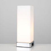 Picture of 28CM Tall Chrome Touch Table Lamp with USB Charging Port: Bedside Desk Light with LED Bulb