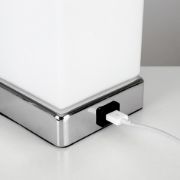 Picture of 28CM Tall Chrome Touch Table Lamp with USB Charging Port: Bedside Desk Light with LED Bulb