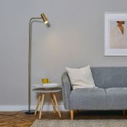 Picture of Cool Grey and Gold Metal Floor Lamp with Marble Base Living Room LED Lighting