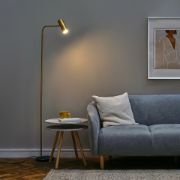 Picture of Cool Grey and Gold Metal Floor Lamp with Marble Base Living Room LED Lighting