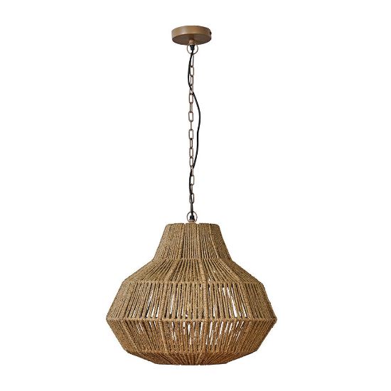 Picture of Scandi Style Large Natural Pendant Ceiling Light Fixture with Vintage LED Bulb