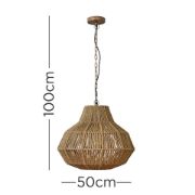 Picture of Scandi Style Large Natural Pendant Ceiling Light Fixture with Vintage LED Bulb