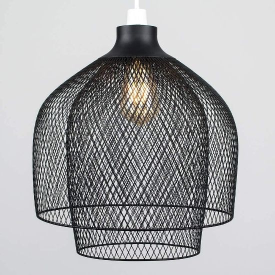 Picture of Matt Black Mesh Lampshade Ceiling Light Shade Pendant Living Room Lighting LED