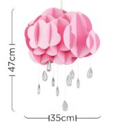 Picture of Pink Cloud Pendant Ceiling Light Shade: Easy Fit Lampshade for Bedroom or Nursery, with Jewel Accents