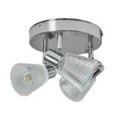 Picture of Chrome Ceiling Light Fitting 3 Way Glass Shades Lampshades Lighting LED Bulbs