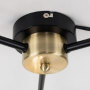 Picture of Industrial 3-Way Matt Black & Gold Ceiling Light Fixture with Metal Shades and LED Bulbs