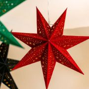 Picture of Christmas Velvet Star Lights Hanging Lampshade, Plug-In Wall Light, or Tree Topper