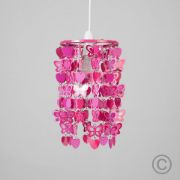 Picture of Pink Butterfly and Heart Children's Ceiling Lampshade: Easy Fit Pendant Shade