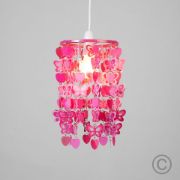 Picture of Pink Butterfly and Heart Children's Ceiling Lampshade: Easy Fit Pendant Shade