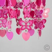 Picture of Pink Butterfly and Heart Children's Ceiling Lampshade: Easy Fit Pendant Shade