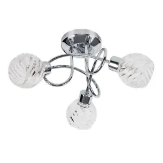 Picture of Modern Chrome Swirl Glass Lampshades - 3-Way Ceiling Spotlight Fixture for Stylish Home Lighting