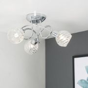 Picture of Modern Chrome Swirl Glass Lampshades - 3-Way Ceiling Spotlight Fixture for Stylish Home Lighting