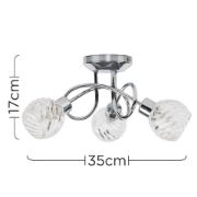 Picture of Modern Chrome Swirl Glass Lampshades - 3-Way Ceiling Spotlight Fixture for Stylish Home Lighting