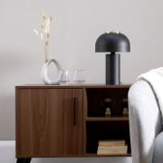 Picture of Retro Dome Bedside Lounge Light: Large Matt Black & Gold Table Lamp with LED Bulb