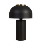 Picture of Retro Dome Bedside Lounge Light: Large Matt Black & Gold Table Lamp with LED Bulb