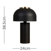 Picture of Retro Dome Bedside Lounge Light: Large Matt Black & Gold Table Lamp with LED Bulb