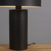 Picture of Retro Dome Bedside Lounge Light: Large Matt Black & Gold Table Lamp with LED Bulb