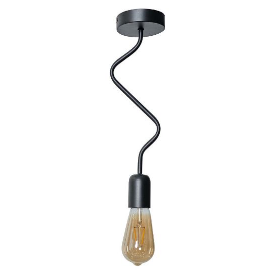 Picture of Vintage LED Pendant Ceiling Light Fixture in Industrial Matte Black for Living Room 