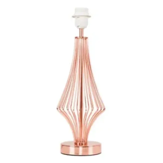 Picture of Modern Copper Table Lamp Base with Wire Diamond Design for Bedroom or Living Room 