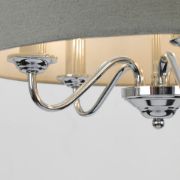 Picture of Chrome Suspended 5 Way Ceiling Light Fitting Slimline Grey Linen Shade LED Bulb