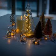 Picture of Battery String Lights 10x Wooden Houses with Reindeers Christmas Fairy Lights