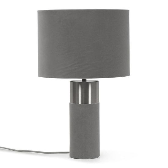 Picture of Modern Velvet Table Lamp with Drum Lampshade for Living Room or Bedroom