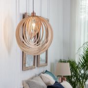 Picture of Wooden Spiral Pendant Lampshade Natural Ceiling Light Shade for Stylish Living Room 