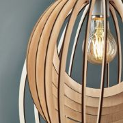 Picture of Wooden Spiral Pendant Lampshade Natural Ceiling Light Shade for Stylish Living Room 