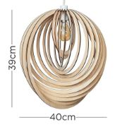 Picture of Wooden Spiral Pendant Lampshade Natural Ceiling Light Shade for Stylish Living Room 