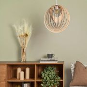 Picture of Wooden Spiral Pendant Lampshade Natural Ceiling Light Shade for Stylish Living Room 