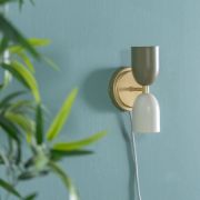 Picture of Khaki Cream Shades Gold Wall Sconce: Enhance Your Living Room or Bedroom 