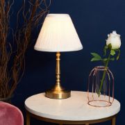 Picture of Traditional 36CM Tall Brass Touch Table Lamp with LED Dimmer Bulb and Pleated Shade