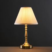 Picture of Traditional 36CM Tall Brass Touch Table Lamp with LED Dimmer Bulb and Pleated Shade