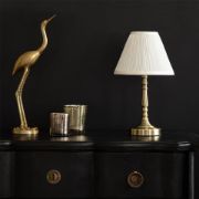 Picture of Traditional 36CM Tall Brass Touch Table Lamp with LED Dimmer Bulb and Pleated Shade