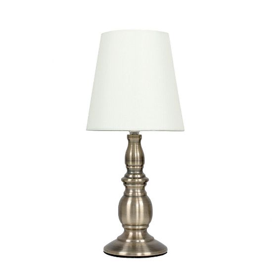 Picture of Classic 35CM Tall Antique Brass Touch Table Lamp with Elegant Tapered White Shade