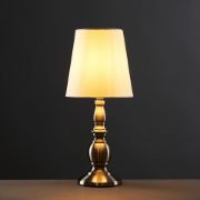 Picture of Classic 35CM Tall Antique Brass Touch Table Lamp with Elegant Tapered White Shade