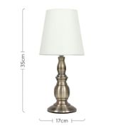 Picture of Classic 35CM Tall Antique Brass Touch Table Lamp with Elegant Tapered White Shade