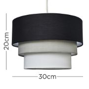 Picture of Fabric Ceiling Pendant Lampshade with LED Light - Black, Perfect for Bedroom or Living Room