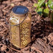 Picture of Outdoor Antique Brass Moroccan Lantern - Solar-Powered Garden 