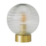 Picture of Vintage Brass Table Lamp Glass Globe Shade Bedside & Living Room Spaces with LED Bulb